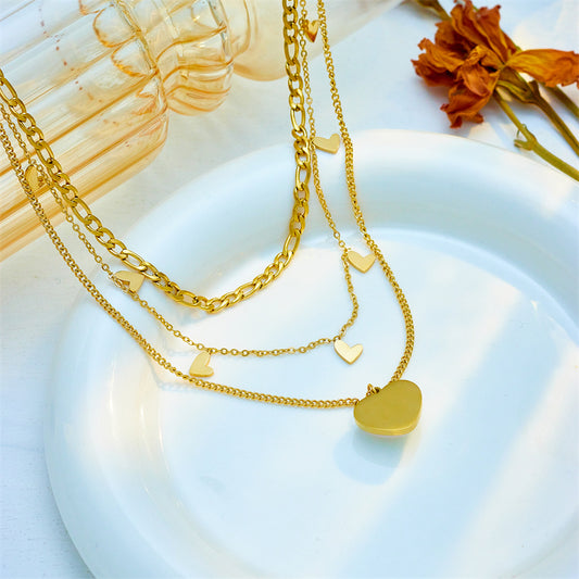 Minimalist 18K Gold Heart Layered Necklace