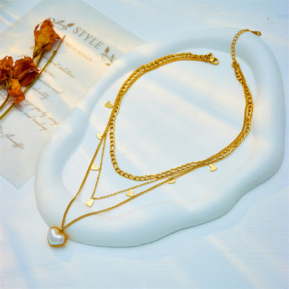 Minimalist 18K Gold Heart Layered Necklace