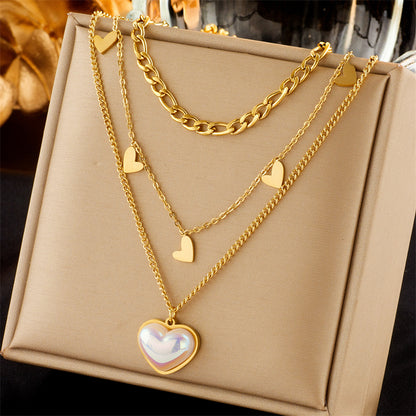 Minimalist 18K Gold Heart Layered Necklace