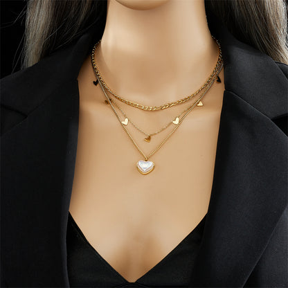 Minimalist 18K Gold Heart Layered Necklace
