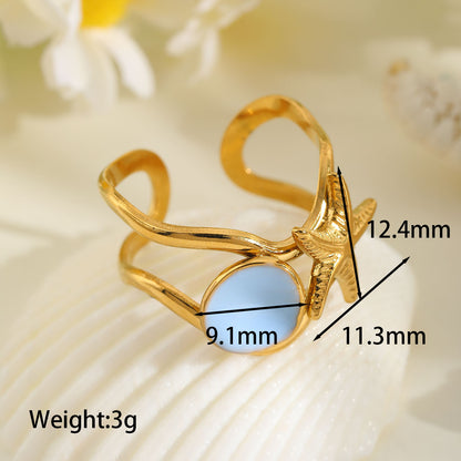 18K Gold Starfish Enamel Ring