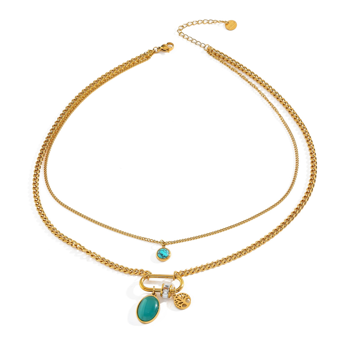 18K Gold Vacuum-Plated Round Tree Coin Necklace