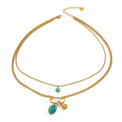 18K Gold Vacuum-Plated Round Tree Coin Necklace