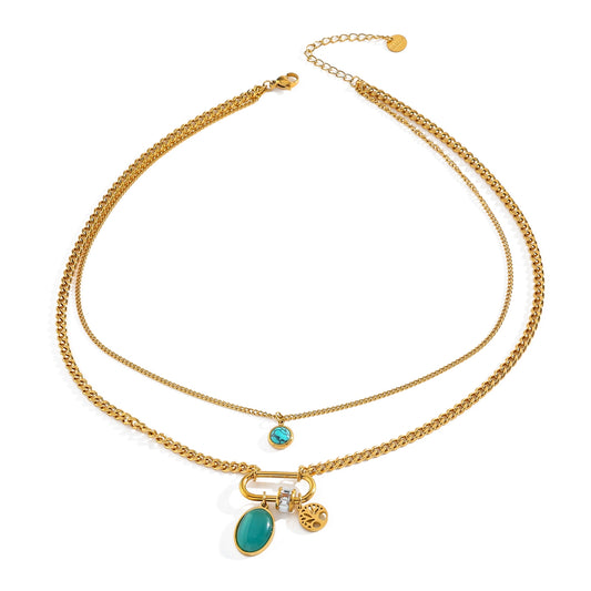 18K Gold Vacuum-Plated Round Tree Coin Necklace