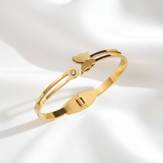 18K Gold Vacuum-Plated Butterfly Openable Bracelet