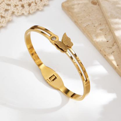 18K Gold Vacuum-Plated Butterfly Openable Bracelet