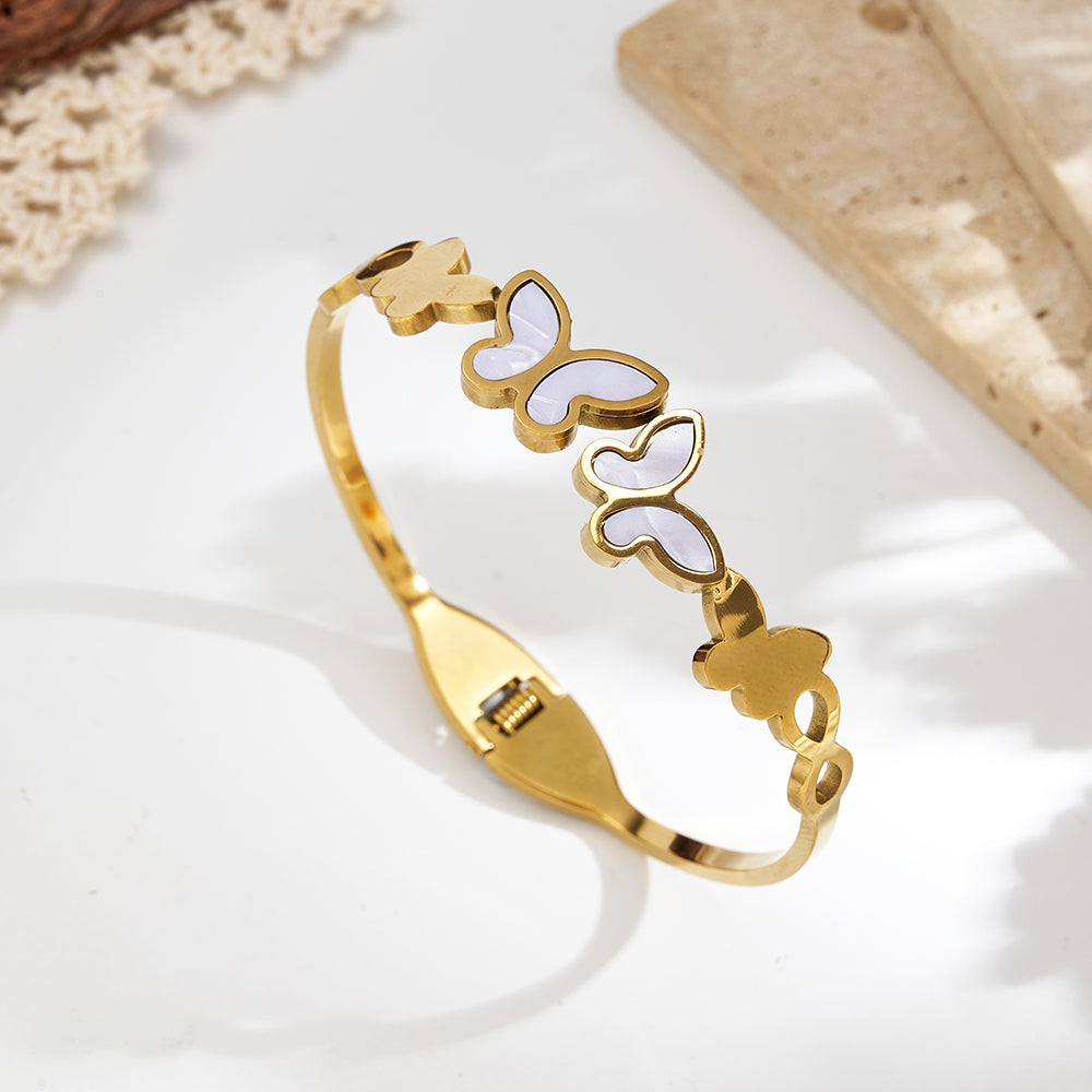18K Gold Butterfly Openable Bracelet
