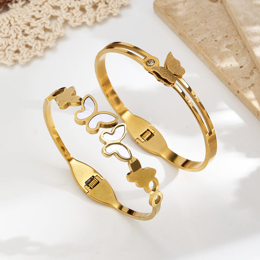 18K Gold Butterfly Openable Bracelet