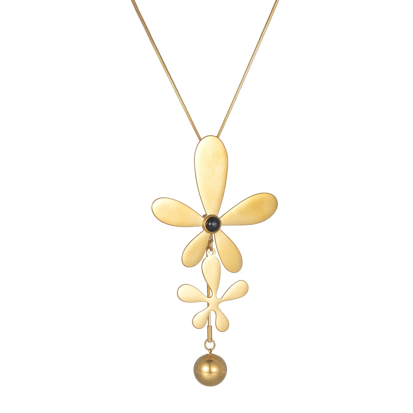 Gold Flower & Tassel Pendant Necklace