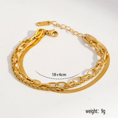 18K Gold Triple-Chain Snake Bracelet