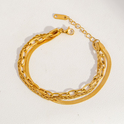 18K Gold Triple-Chain Snake Bracelet